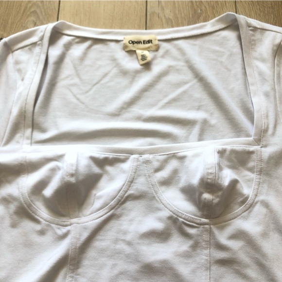 NWT Open Edit Bustier Square Neck Long Sleeve Top Size M - Picture 4 of 9